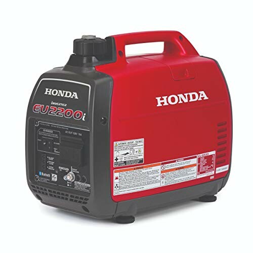 Honda EU2200i portable generator, red and black