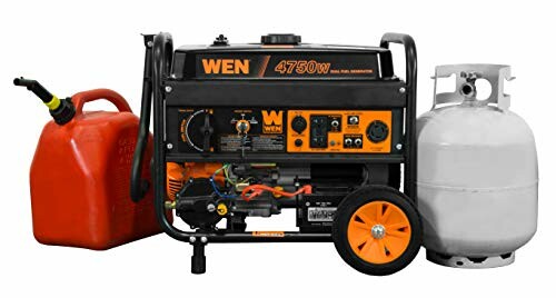 Portable generator with fuel can and propane tank