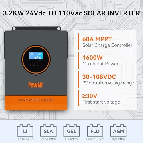 3.2KW solar inverter with specifications for 60A MPPT, 1600W max input, 30-108VDC range, ÃÂÃÂÃÂÃÂÃÂÃÂÃÂÃÂ¢ÃÂÃÂÃÂÃÂÃÂÃÂÃÂÃÂÃÂÃÂÃÂÃÂÃÂÃÂÃÂÃÂ¥30V start voltage.